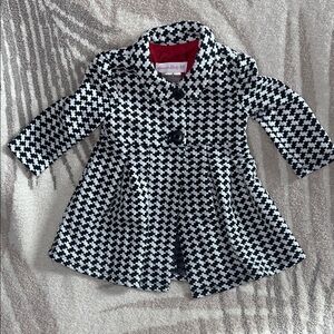 Bonnie Baby Black and White Houndstooth Pea Coat 12m